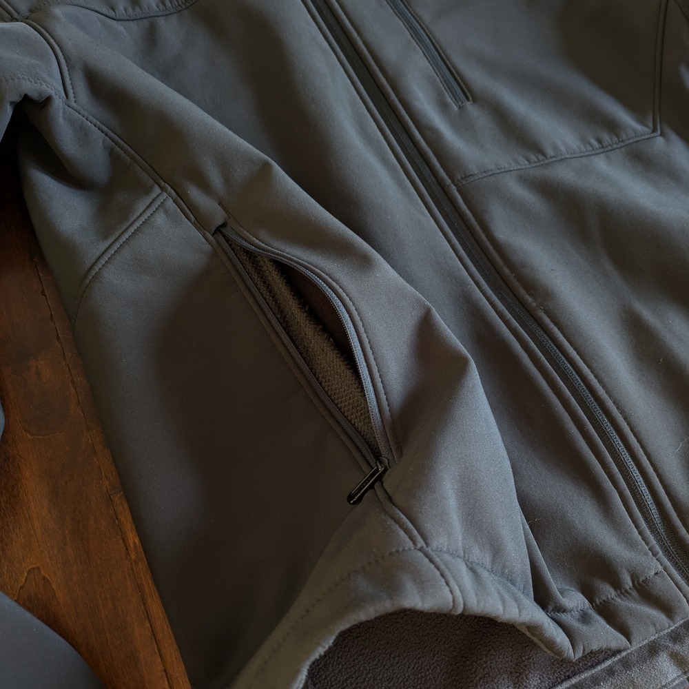 Tech By Tumi Softshell Zip Jacket Men's Large Gray‎ Pockets Fleece Lined - Picture 4 of 7